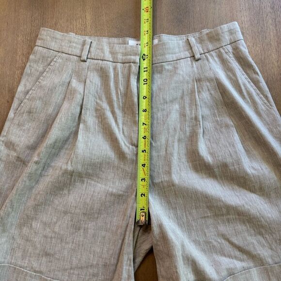 FRAME Linen Shorts Pleated Size 4 Stretch High Rise Cuffed‎ Hem - Picture 7 of 11